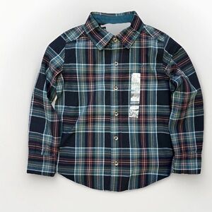 NEW Tommy Bahama Shirt Kids Boys Small 5-6 Button Down Plaid Flannel Logo Casual